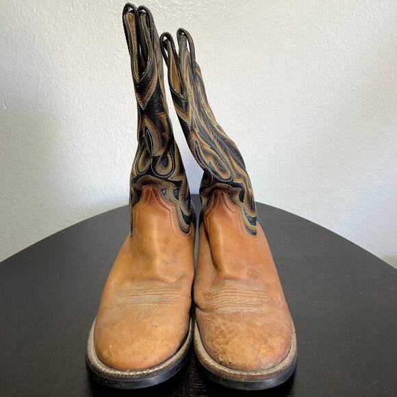 Ariat Amos Boots Distressed Leather Western ATS Shock Shield Duratread 7.5